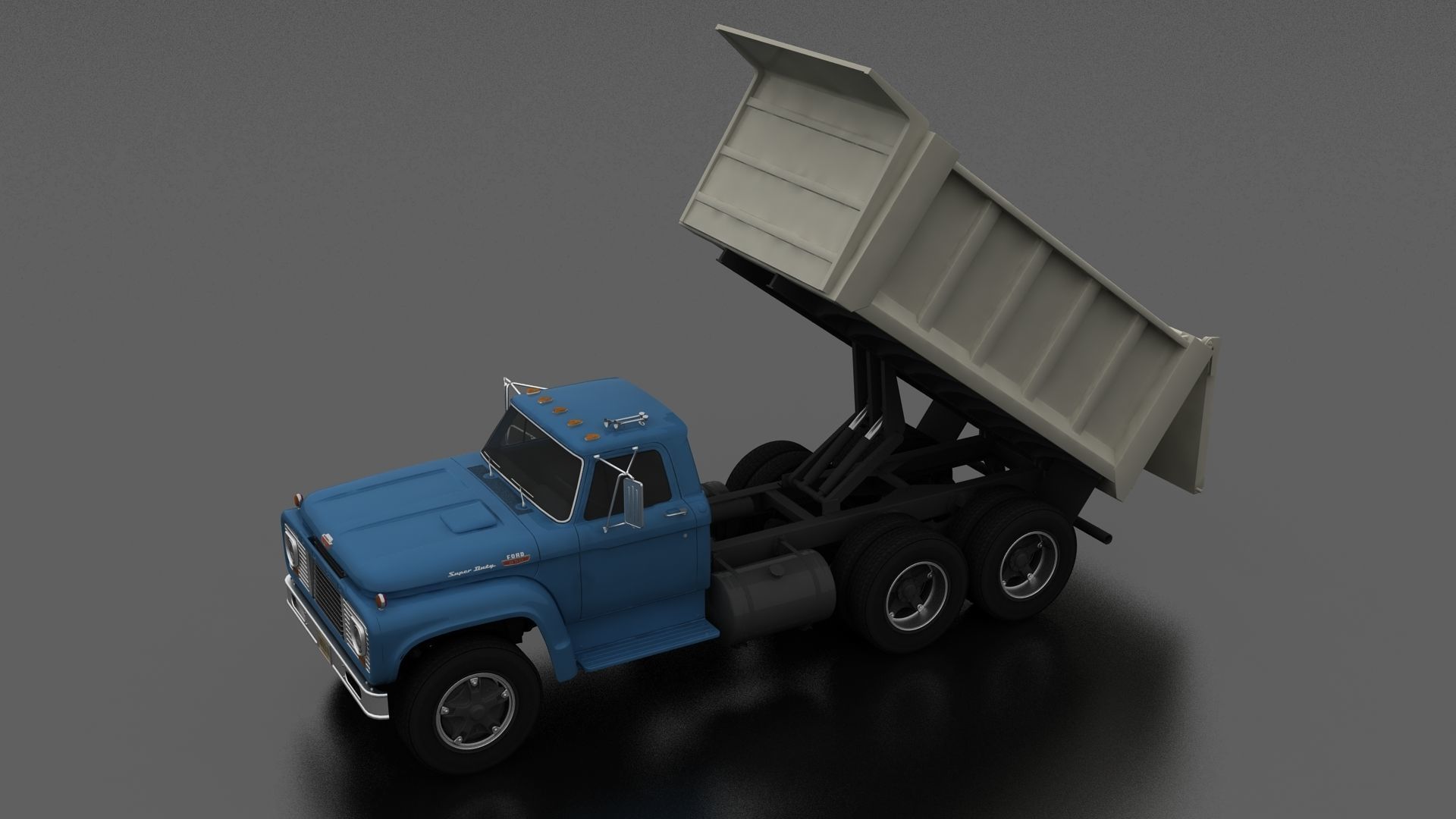 T-Series T-850 Dump Truck 1964 Tandem Axle Low-poly 3D model_8
