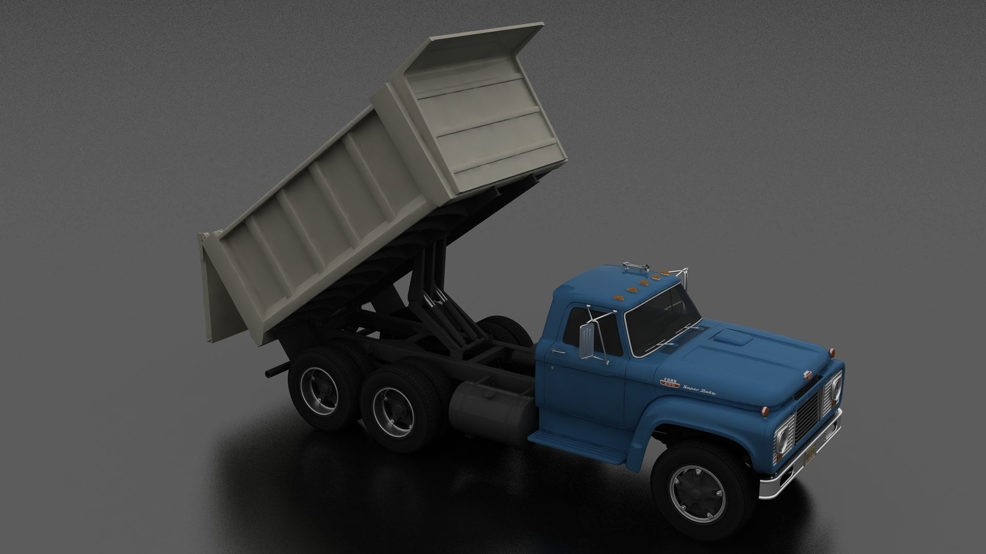 T-Series T-850 Dump Truck 1964 Tandem Axle Low-poly 3D model_10