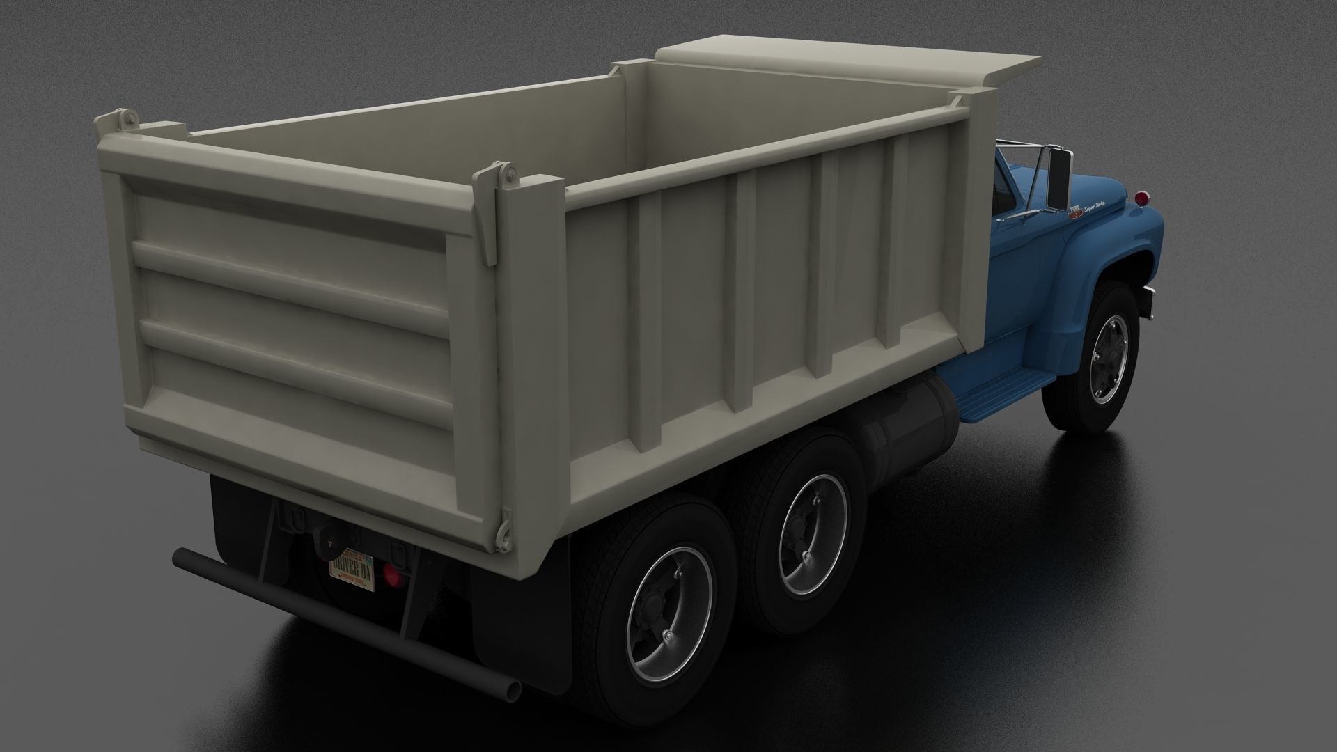 T-Series T-850 Dump Truck 1964 Tandem Axle Low-poly 3D model_4