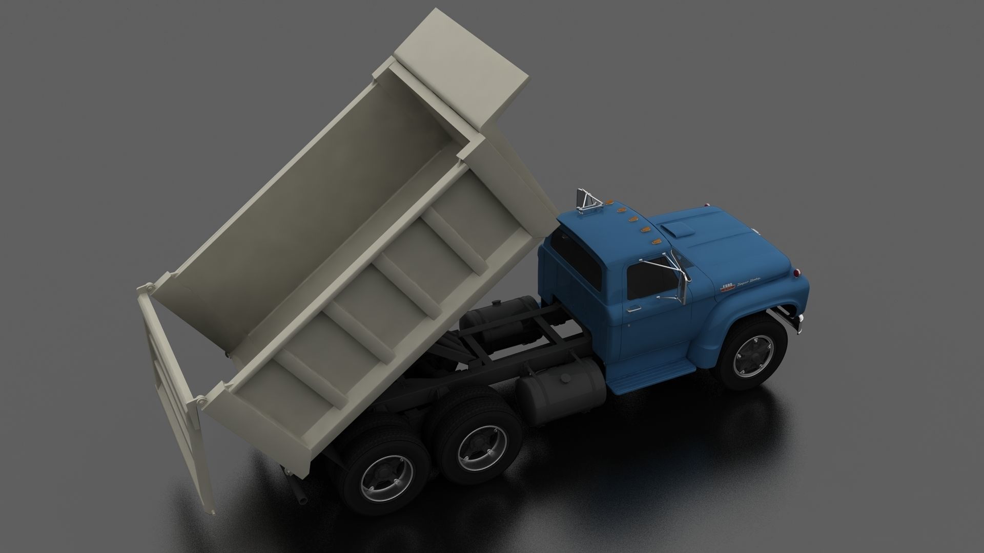 T-Series T-850 Dump Truck 1964 Tandem Axle Low-poly 3D model_9