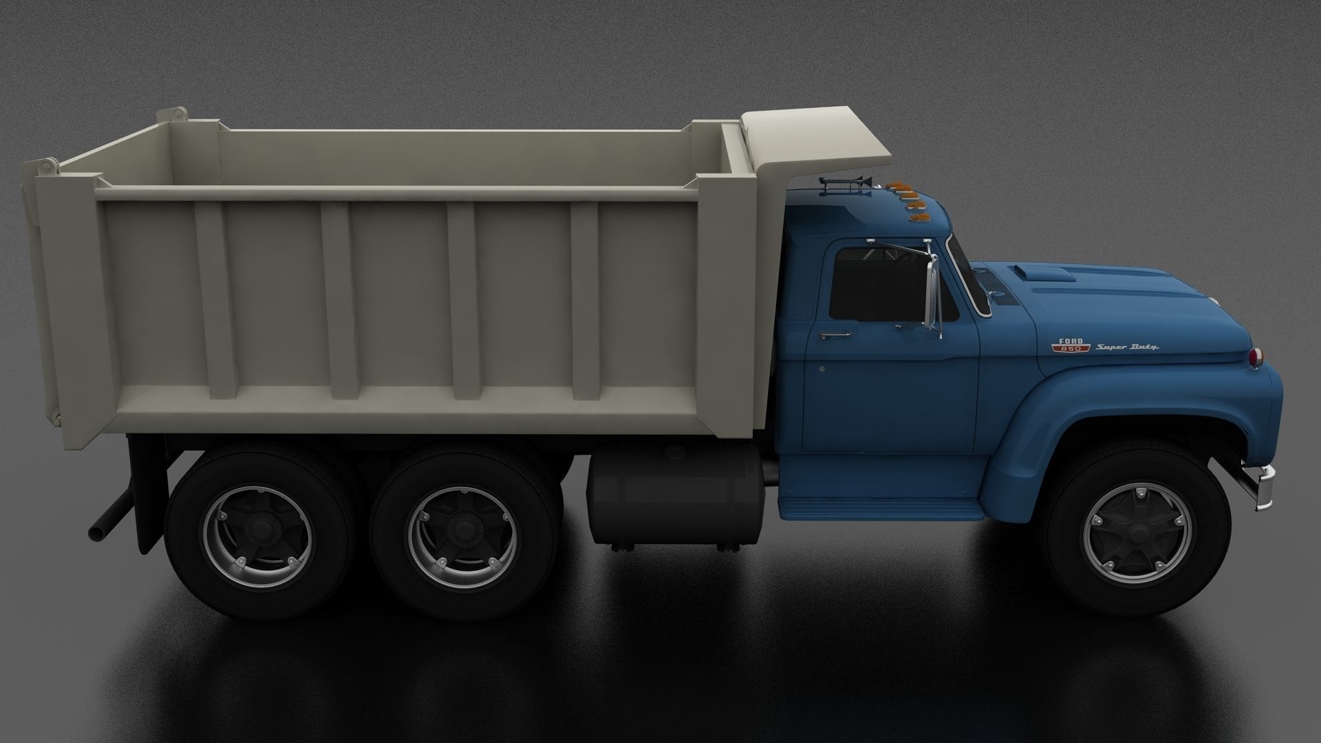 T-Series T-850 Dump Truck 1964 Tandem Axle Low-poly 3D model_5