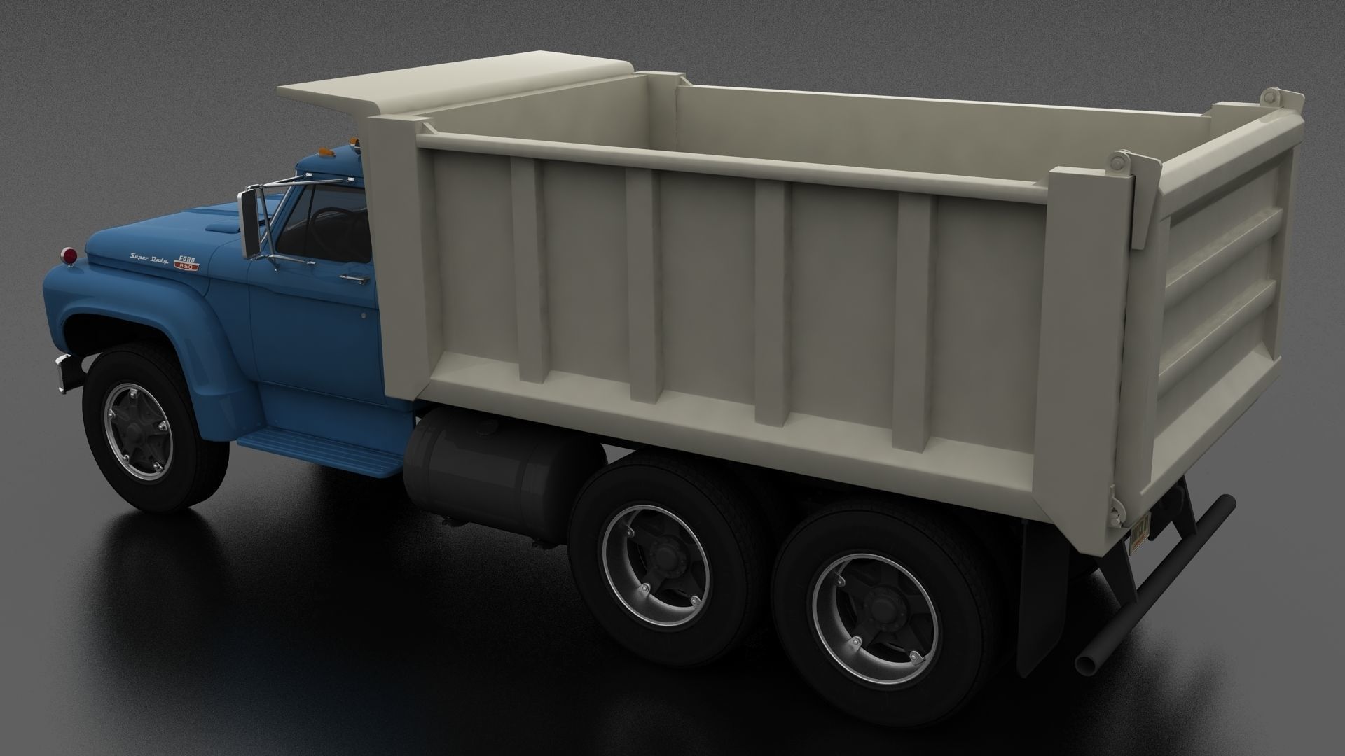 T-Series T-850 Dump Truck 1964 Tandem Axle Low-poly 3D model_2