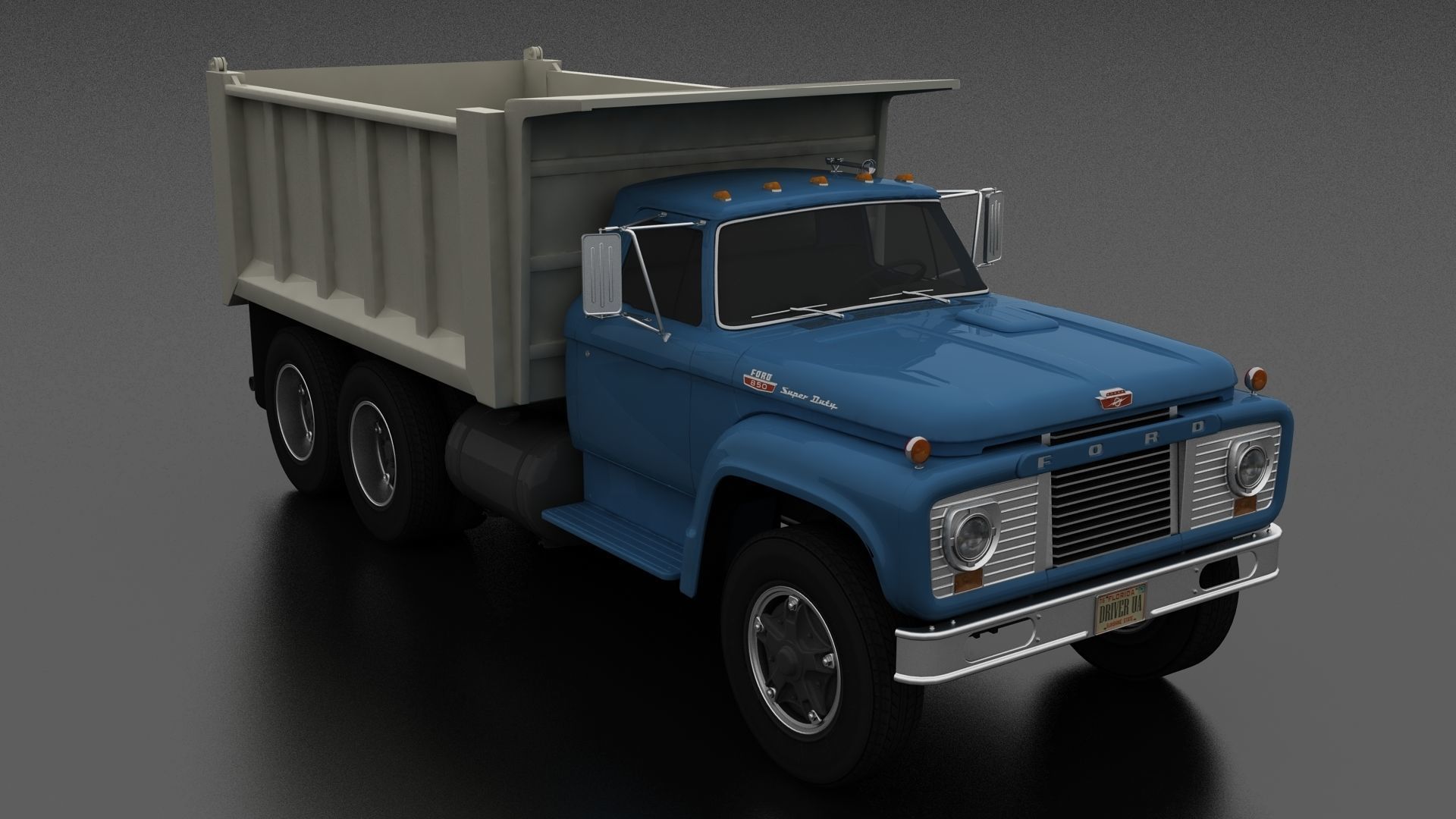 T-Series T-850 Dump Truck 1964 Tandem Axle Low-poly 3D model_6