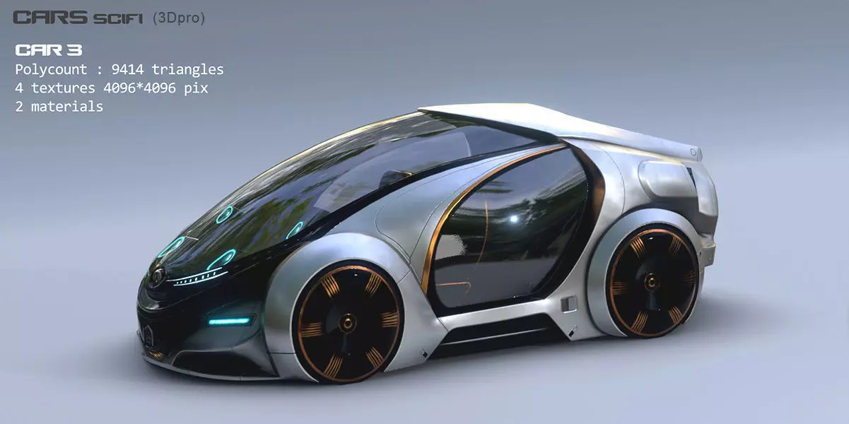 3Dpro CAR scifi 3 Low-poly 3D model