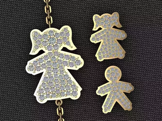 Pendant boy and girl for bracelet