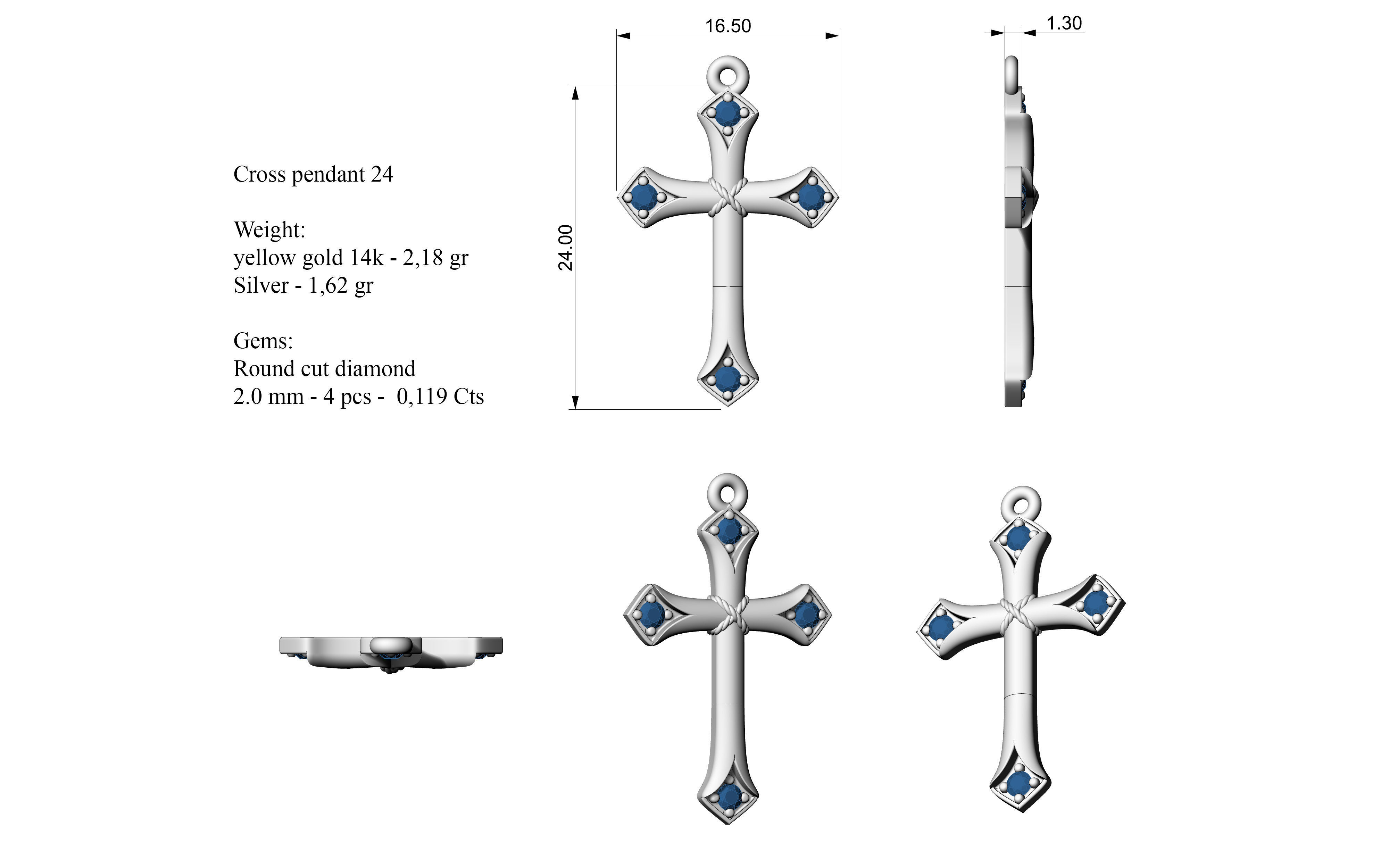 Cross pendant 24 3D print model_6