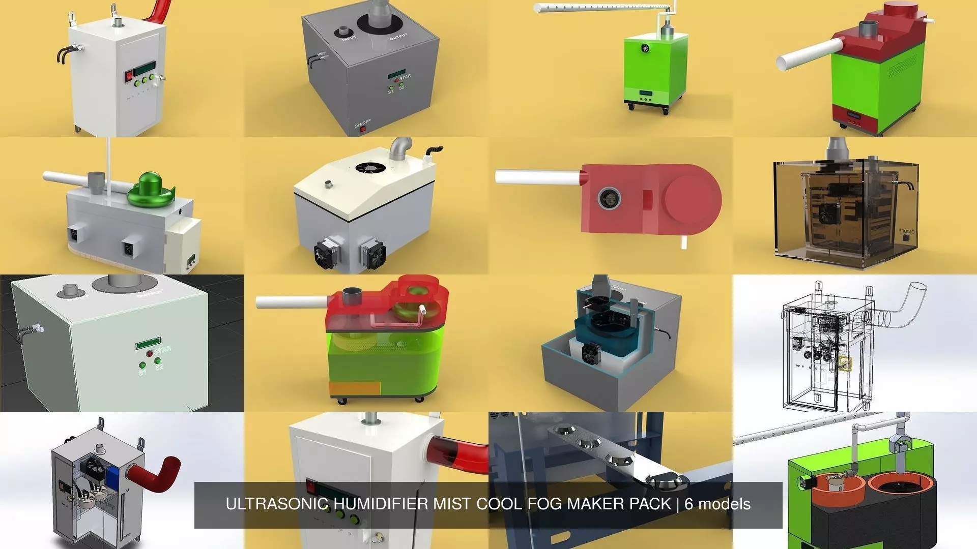 ULTRASONIC HUMIDIFIER MIST COOL FOG MAKER PACK 3D Model Collection_0
