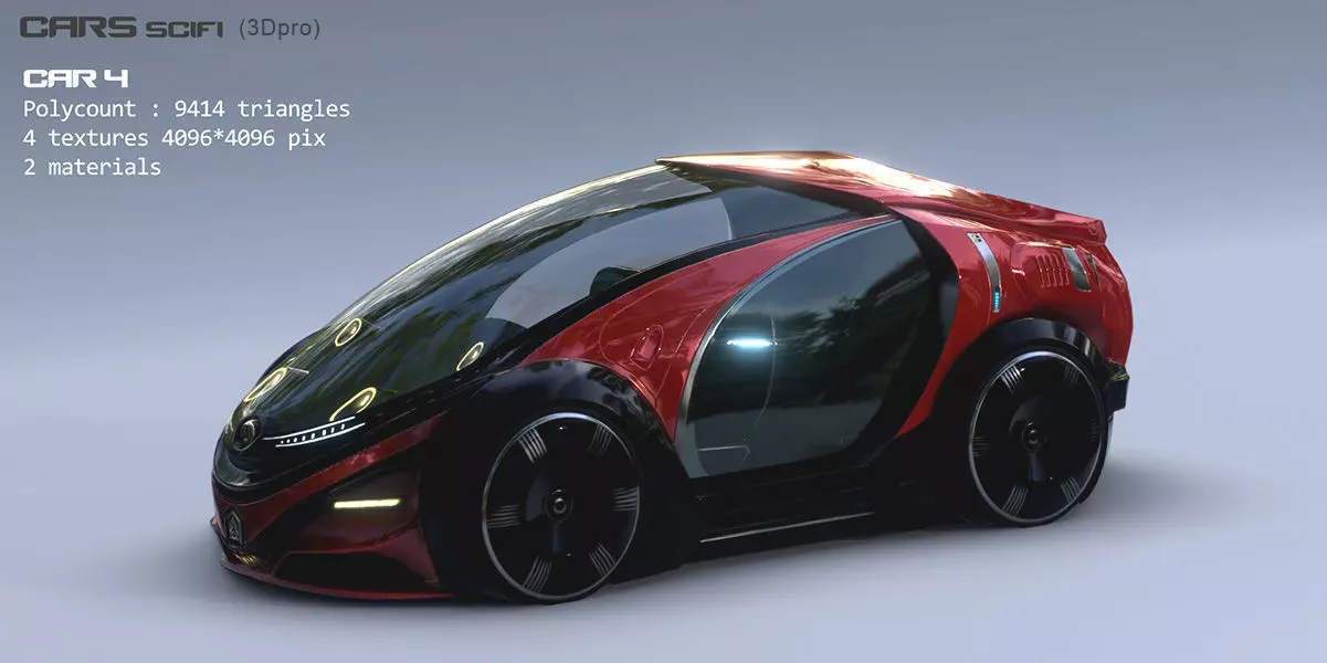 3Dpro CAR scifi 4 Low-poly 3D model