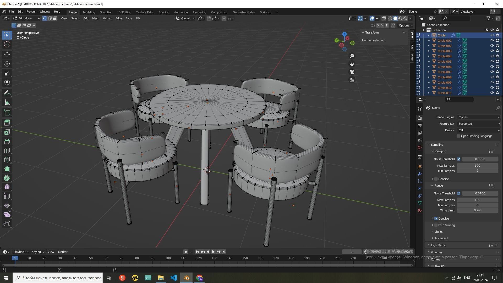 table and chair 3D model_4