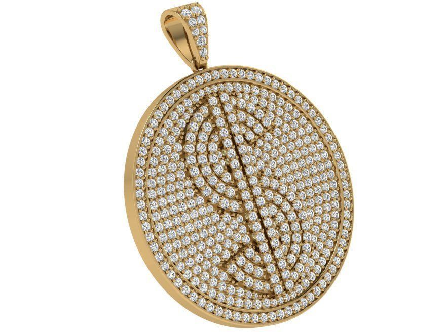 Dollar Sign Circle Pendant 4269 3D print model_1