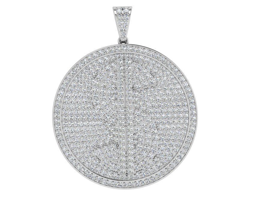 Dollar Sign Circle Pendant 4269 3D print model_2