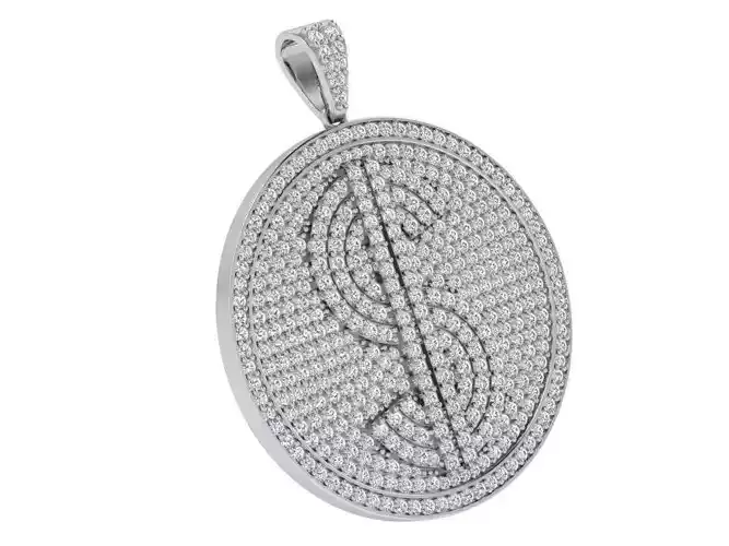 Dollar Sign Circle Pendant 4269