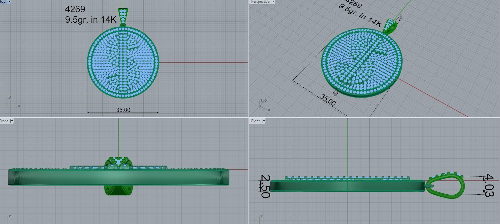 Dollar Sign Circle Pendant 4269 3D print model_5