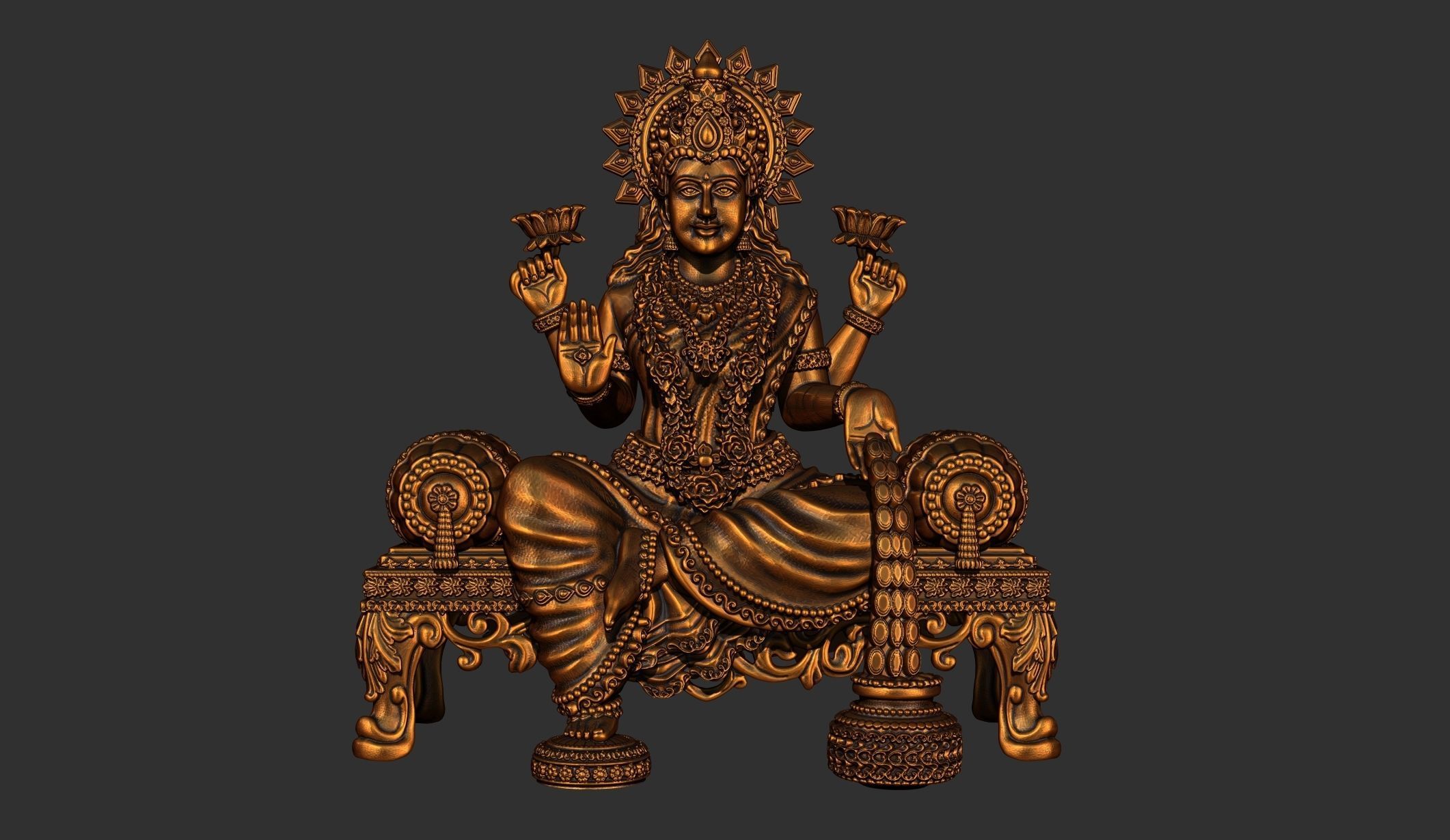 laxmi bhagwan with flower stl file only 3D print model 3D print model_5