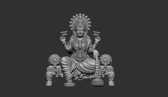laxmi bhagwan with flower stl file only 3D print model 3D print model