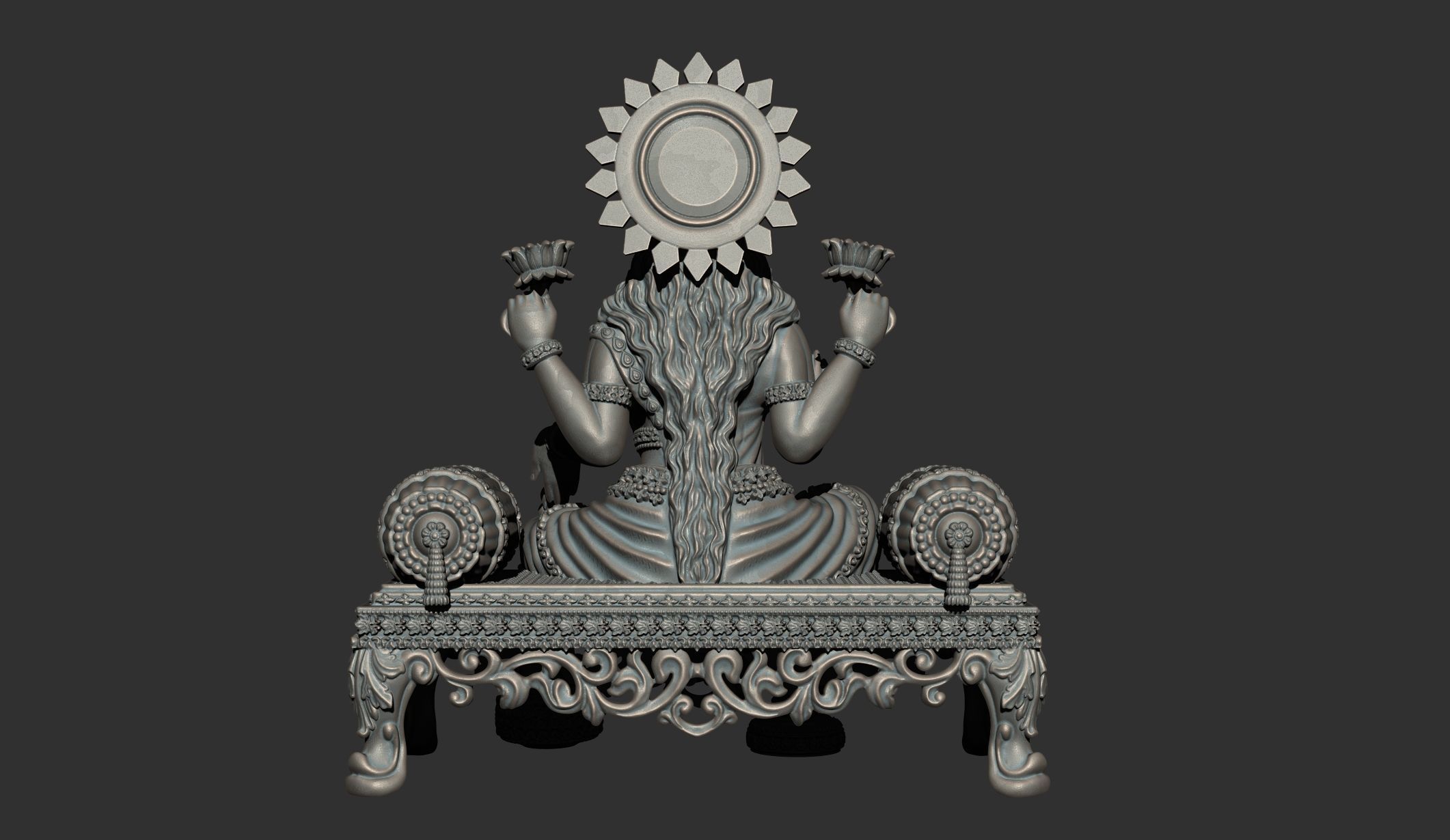 laxmi bhagwan with flower stl file only 3D print model 3D print model_2