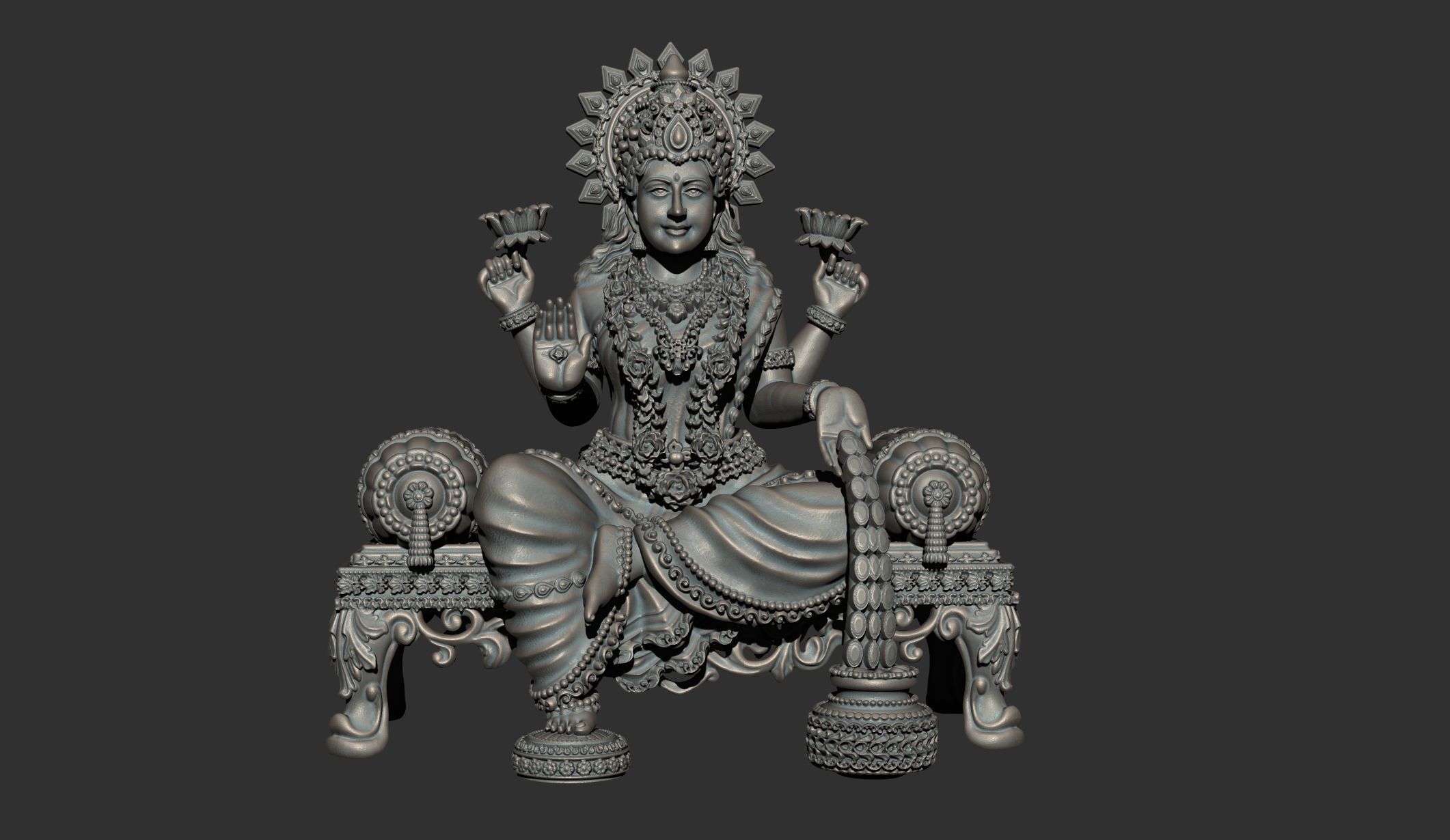 laxmi bhagwan with flower stl file only 3D print model 3D print model_9