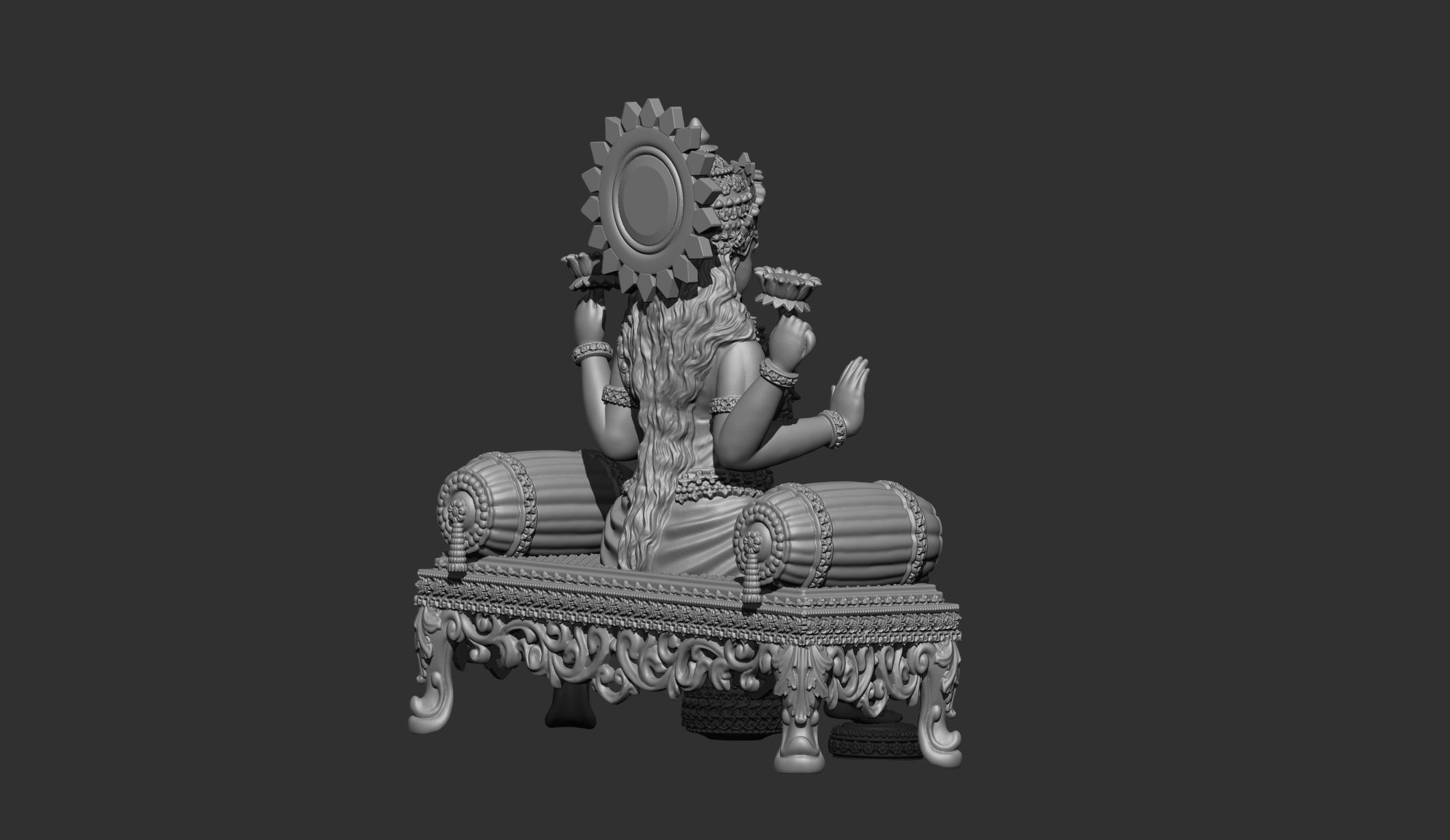 laxmi bhagwan with flower stl file only 3D print model 3D print model_4