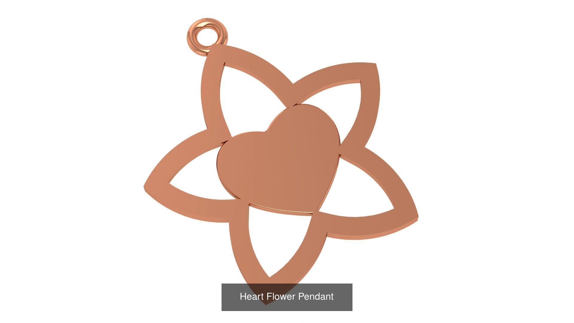 129 Heart Love Valentine Charm Pendant Necklace 3D Model Collection_33