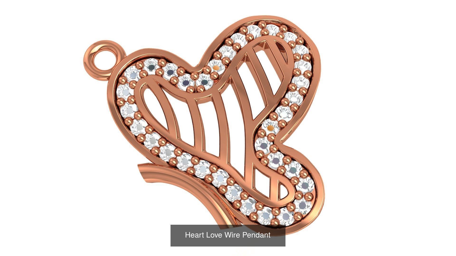 129 Heart Love Valentine Charm Pendant Necklace 3D Model Collection_105