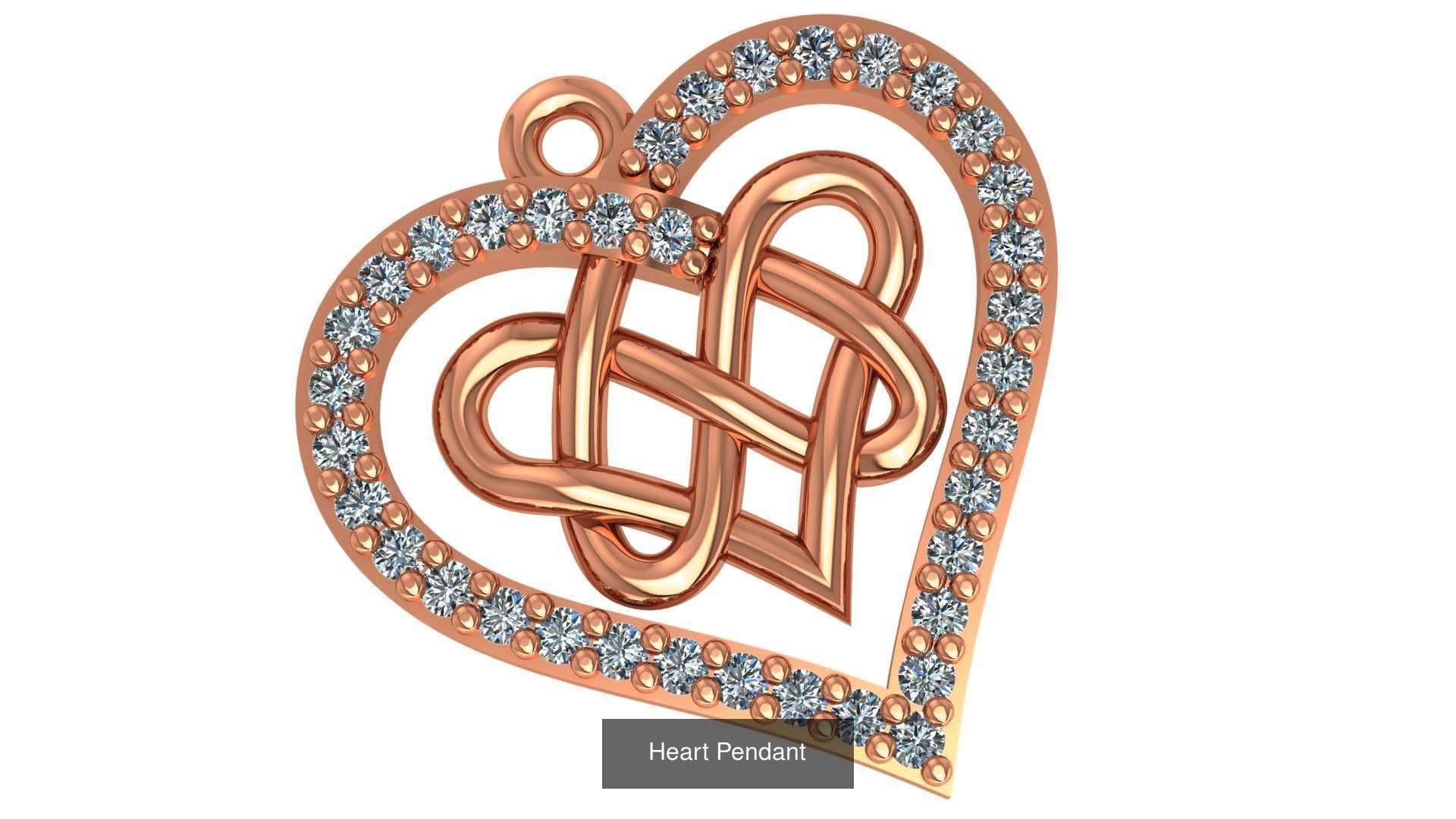 129 Heart Love Valentine Charm Pendant Necklace 3D Model Collection_109