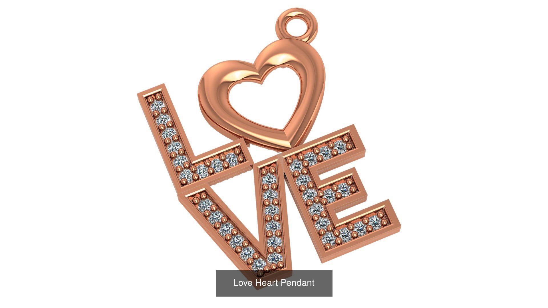 129 Heart Love Valentine Charm Pendant Necklace 3D Model Collection_61