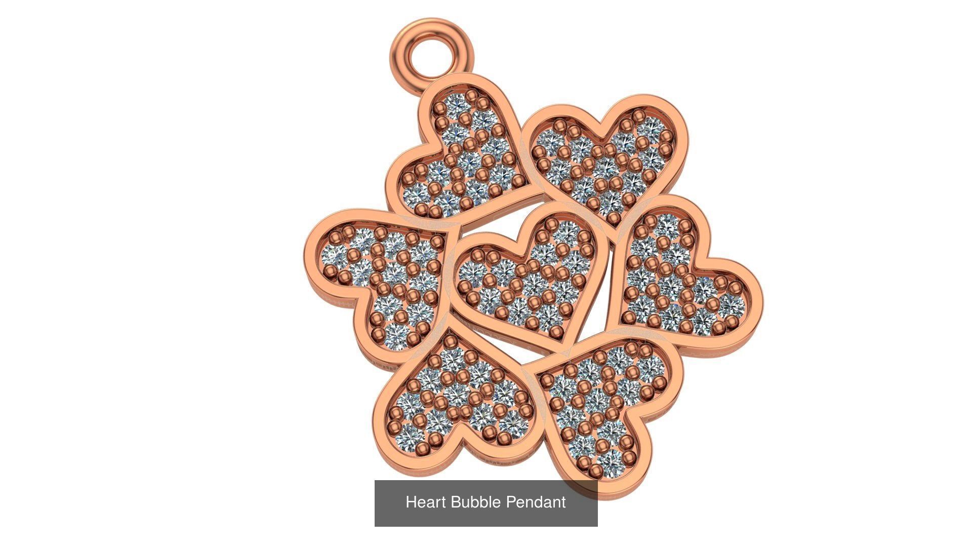 129 Heart Love Valentine Charm Pendant Necklace 3D Model Collection_11