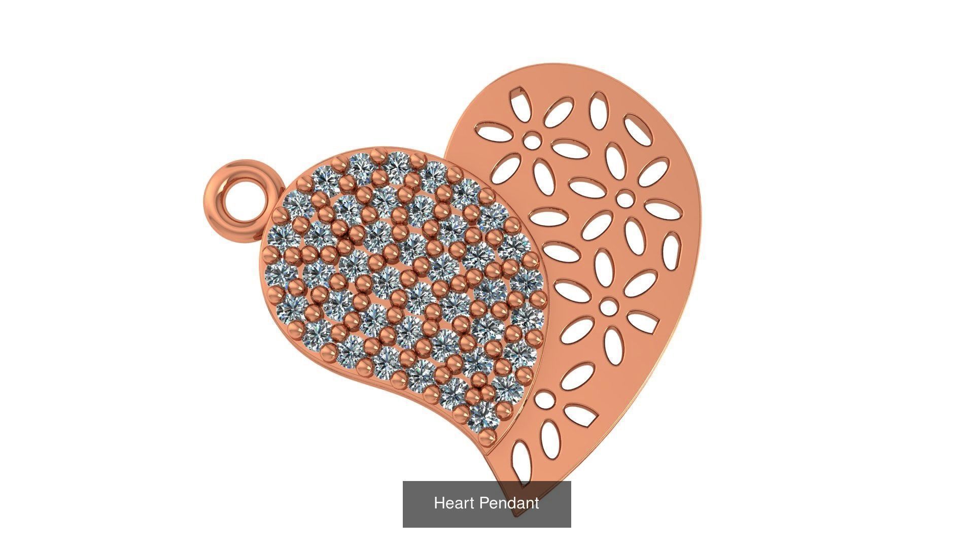 129 Heart Love Valentine Charm Pendant Necklace 3D Model Collection_124