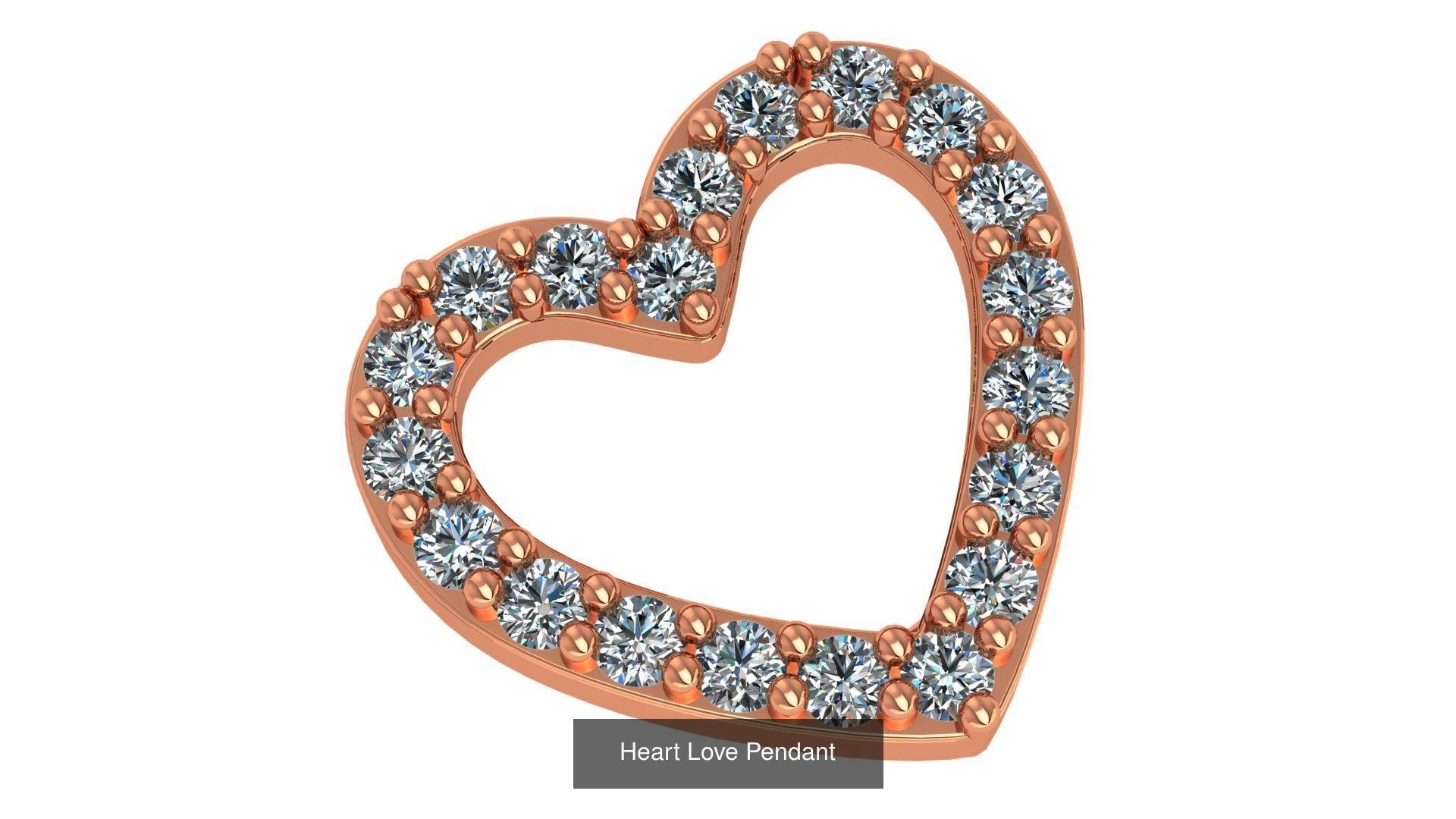 129 Heart Love Valentine Charm Pendant Necklace 3D Model Collection_26