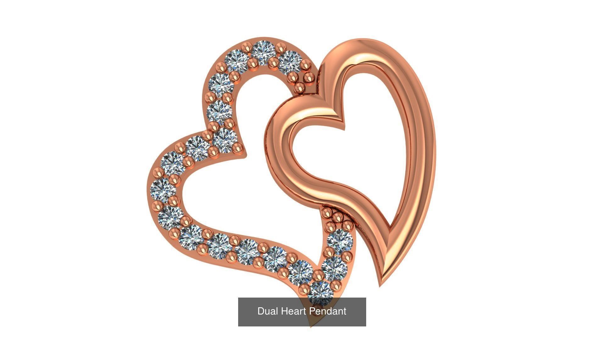 129 Heart Love Valentine Charm Pendant Necklace 3D Model Collection_100