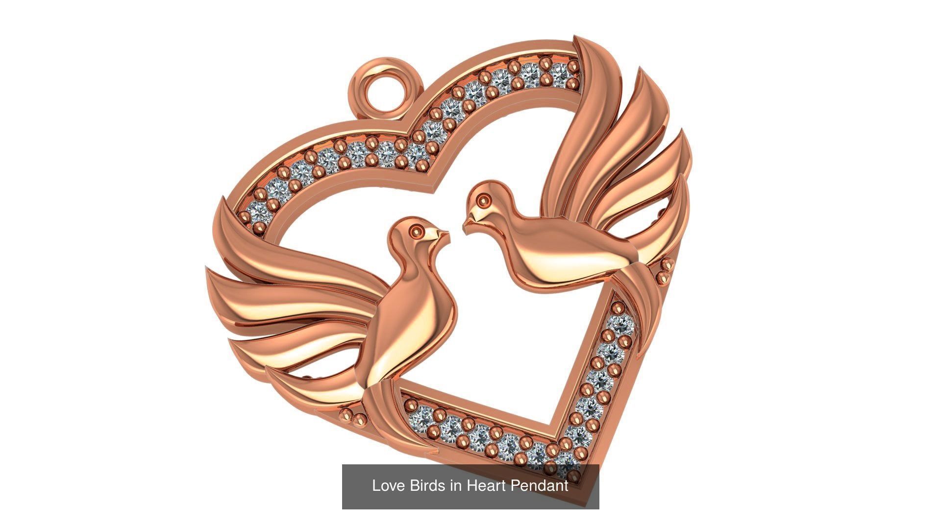 129 Heart Love Valentine Charm Pendant Necklace 3D Model Collection_53