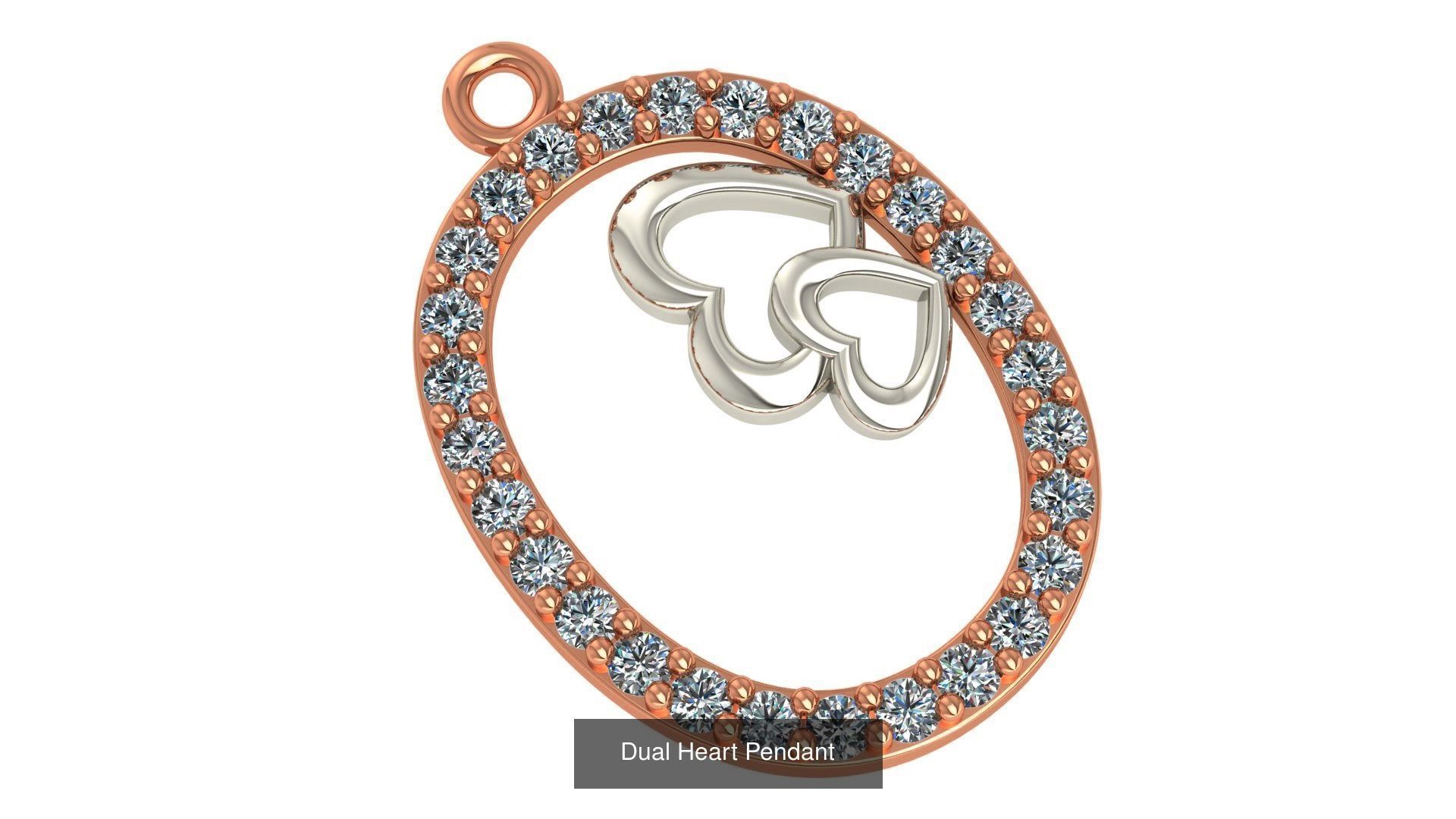 129 Heart Love Valentine Charm Pendant Necklace 3D Model Collection_128