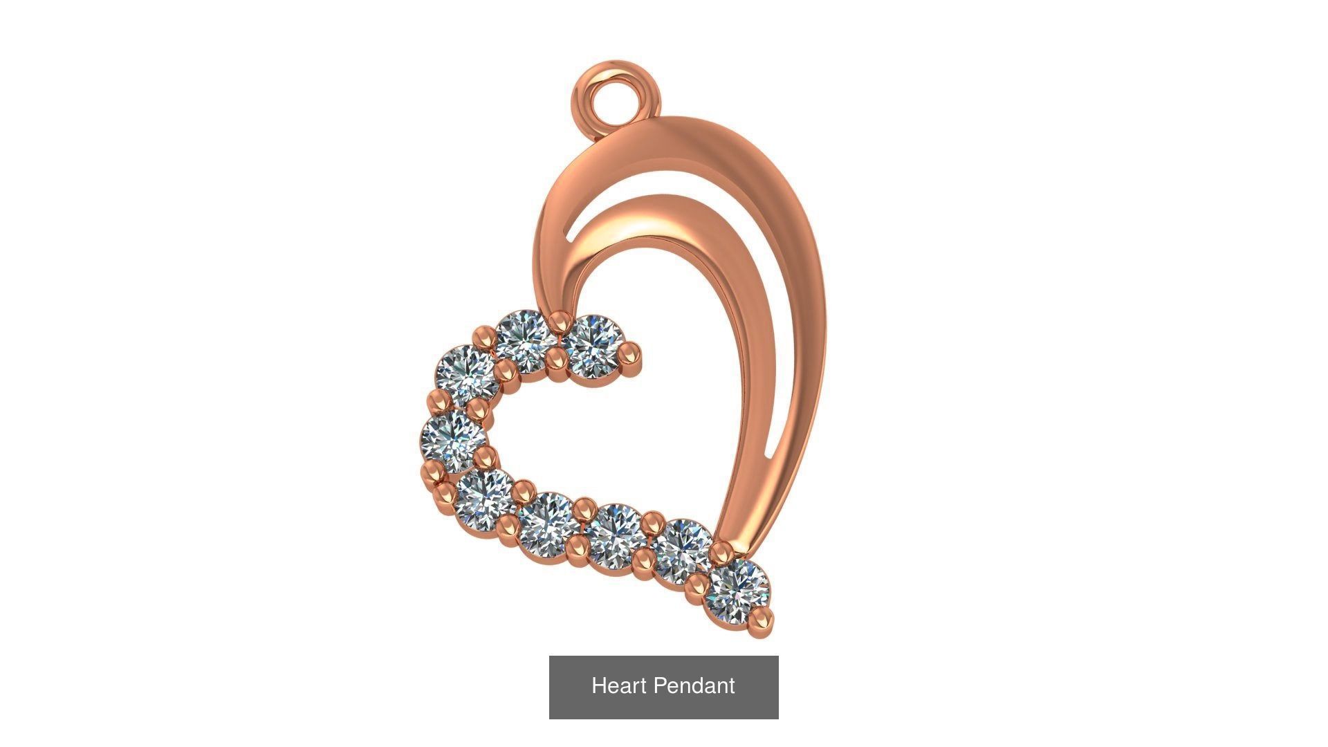 129 Heart Love Valentine Charm Pendant Necklace 3D Model Collection_34