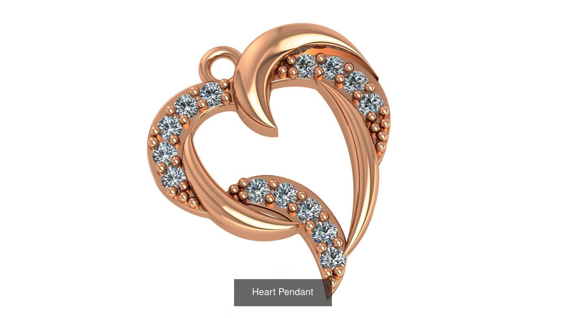 129 Heart Love Valentine Charm Pendant Necklace 3D Model Collection_111