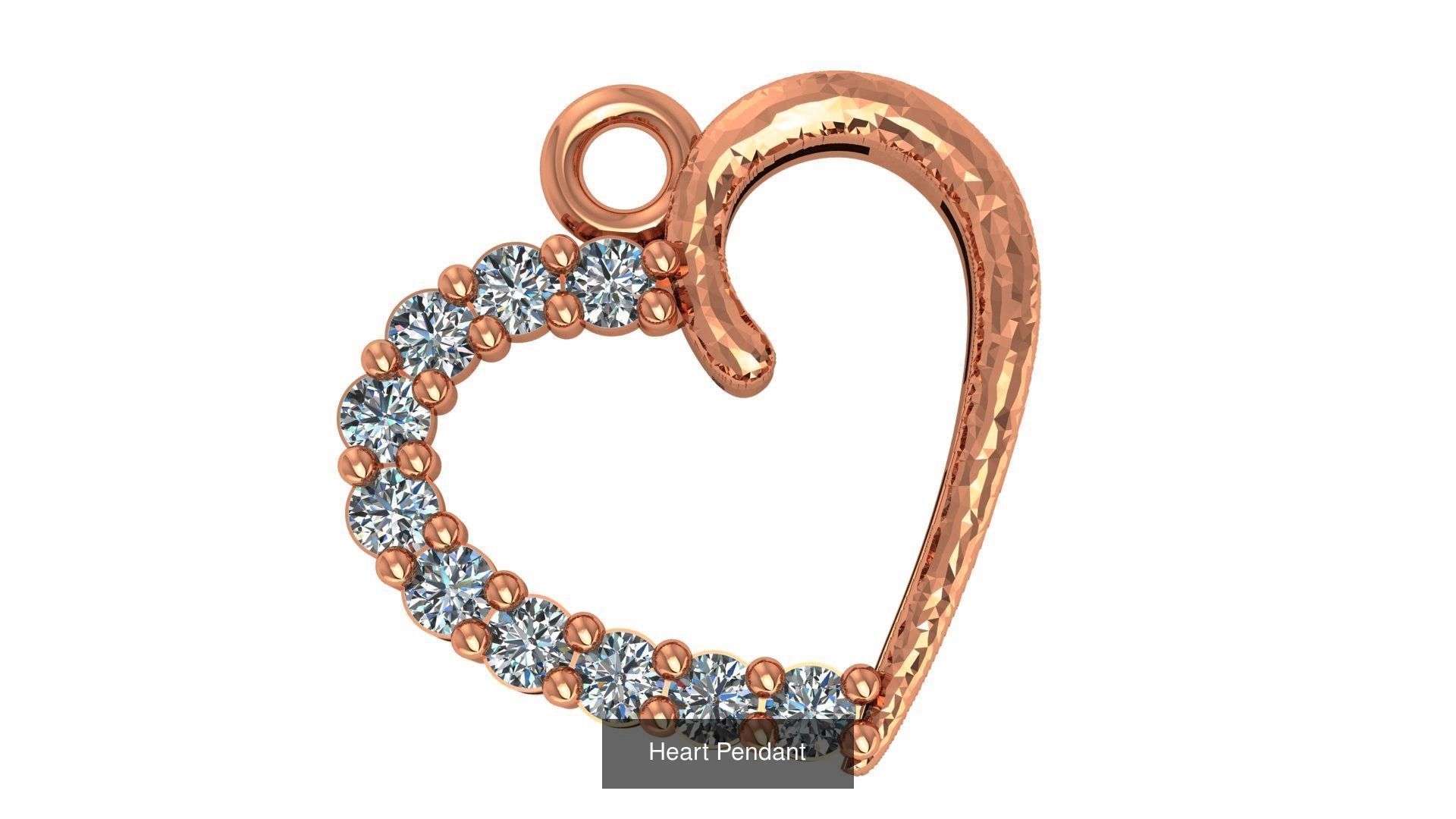 129 Heart Love Valentine Charm Pendant Necklace 3D Model Collection_93