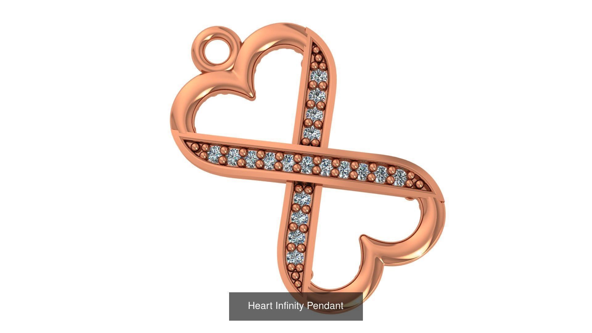 129 Heart Love Valentine Charm Pendant Necklace 3D Model Collection_115