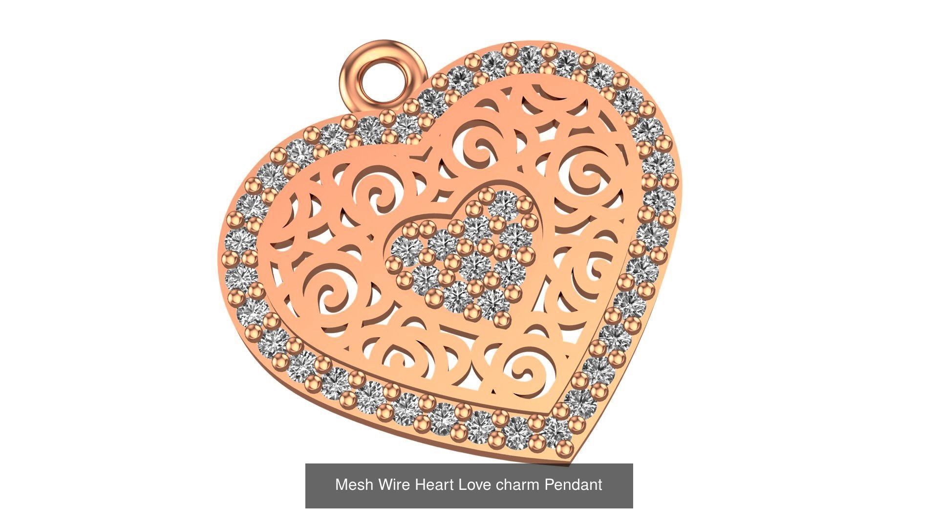 129 Heart Love Valentine Charm Pendant Necklace 3D Model Collection_15