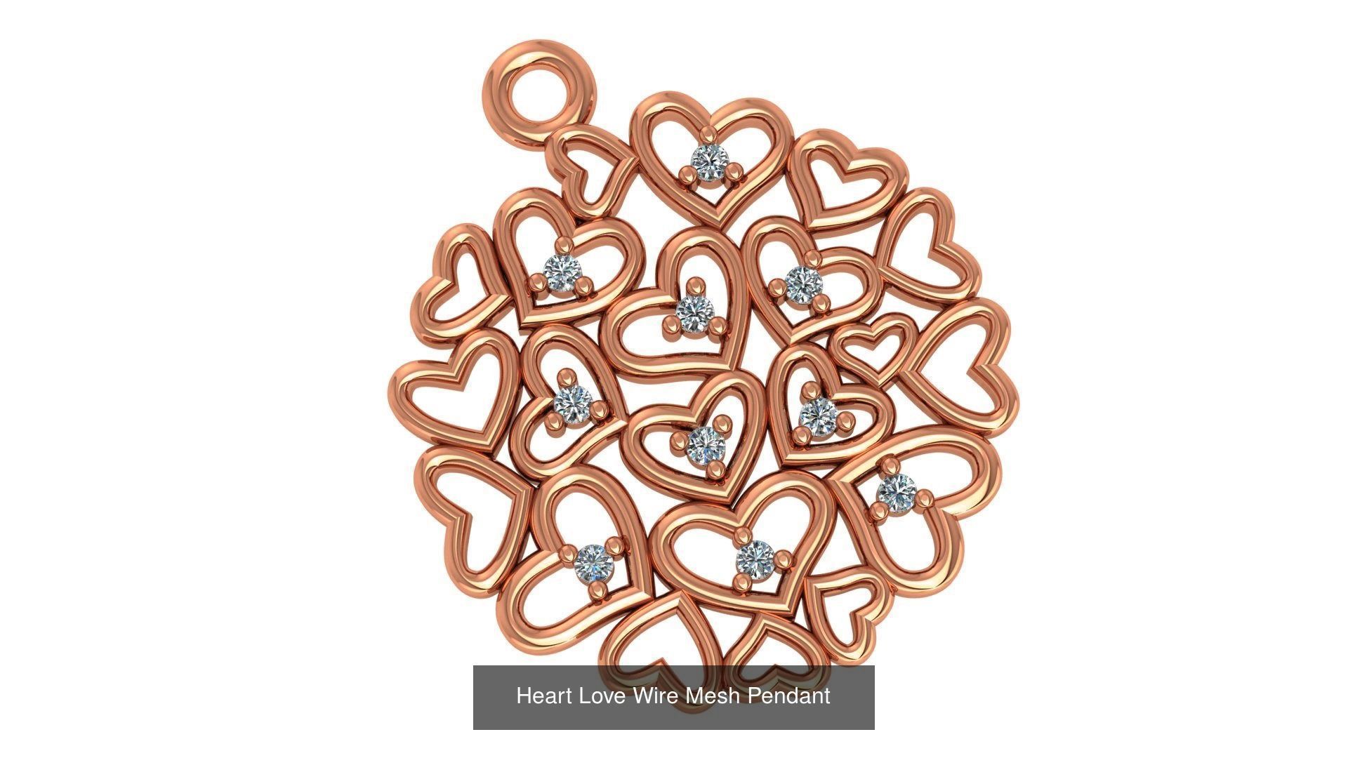 129 Heart Love Valentine Charm Pendant Necklace 3D Model Collection_112