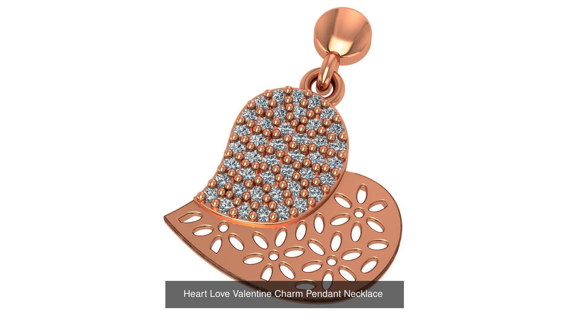 129 Heart Love Valentine Charm Pendant Necklace 3D Model Collection_59