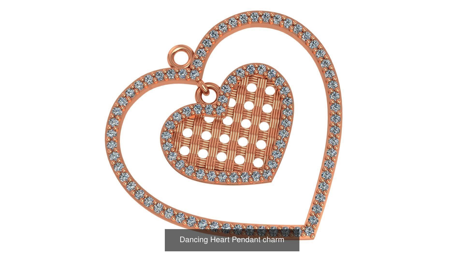 129 Heart Love Valentine Charm Pendant Necklace 3D Model Collection_82