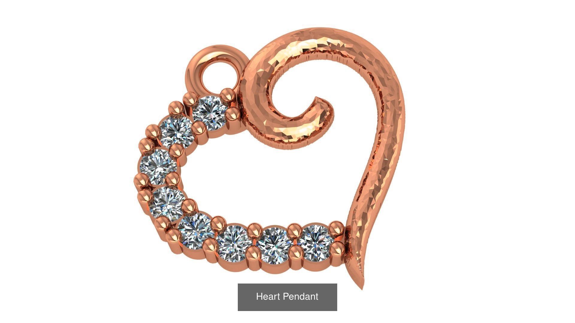 129 Heart Love Valentine Charm Pendant Necklace 3D Model Collection_113