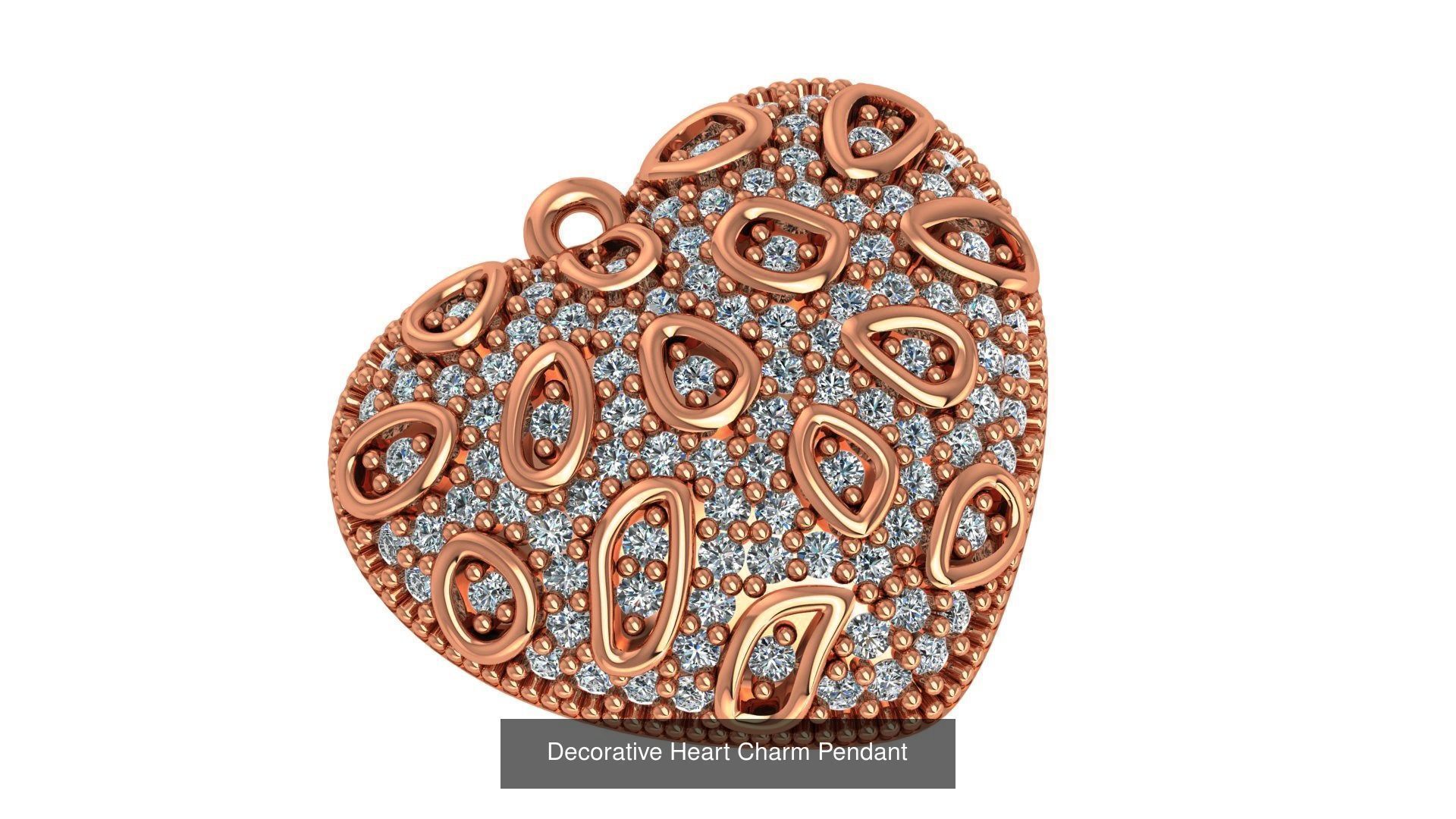 129 Heart Love Valentine Charm Pendant Necklace 3D Model Collection_78