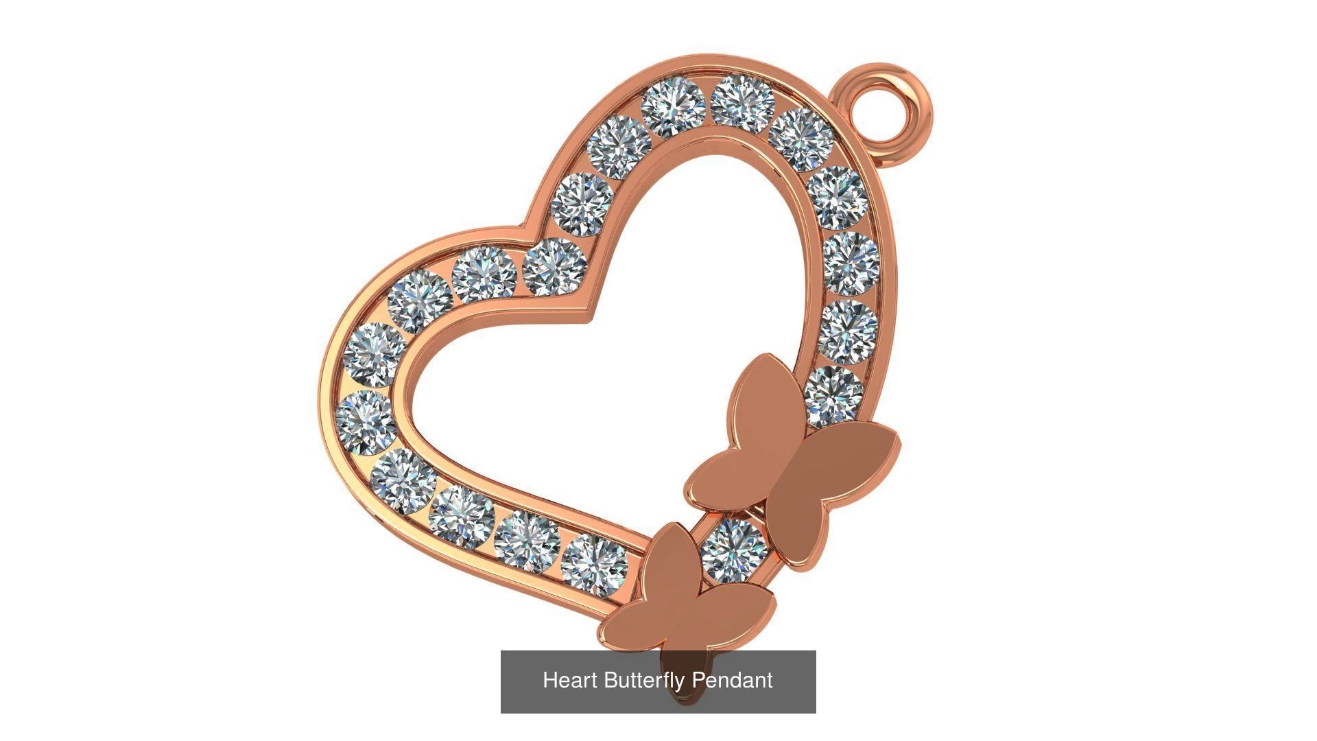 129 Heart Love Valentine Charm Pendant Necklace 3D Model Collection_97