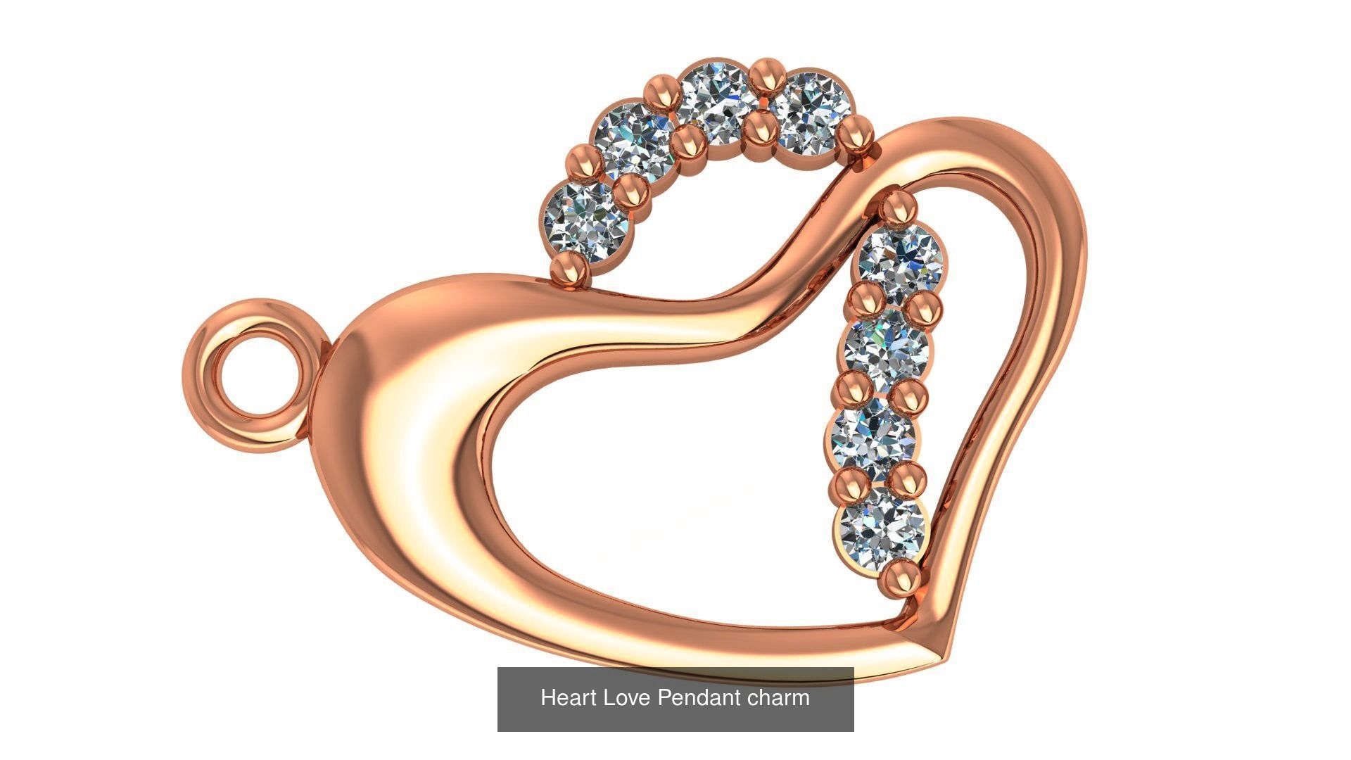 129 Heart Love Valentine Charm Pendant Necklace 3D Model Collection_106