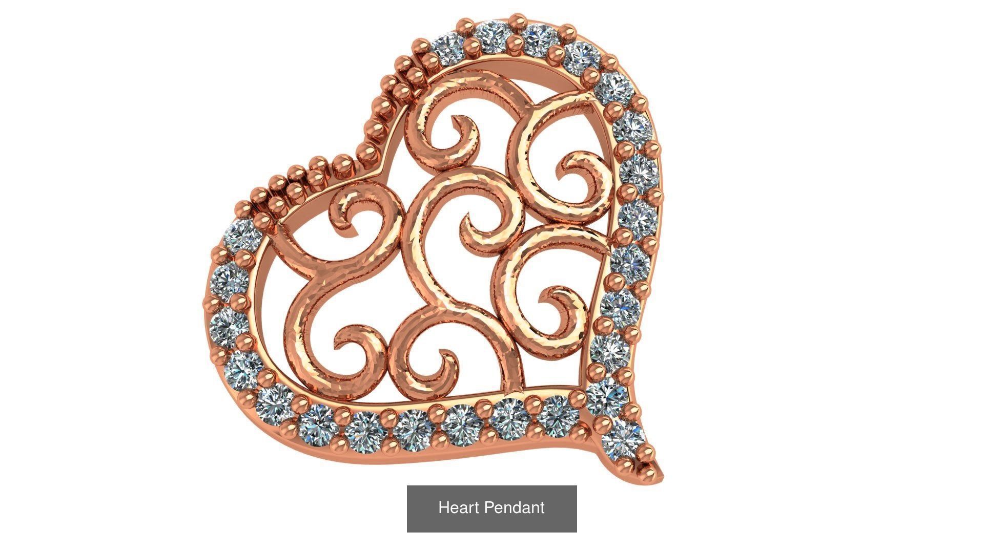 129 Heart Love Valentine Charm Pendant Necklace 3D Model Collection_98