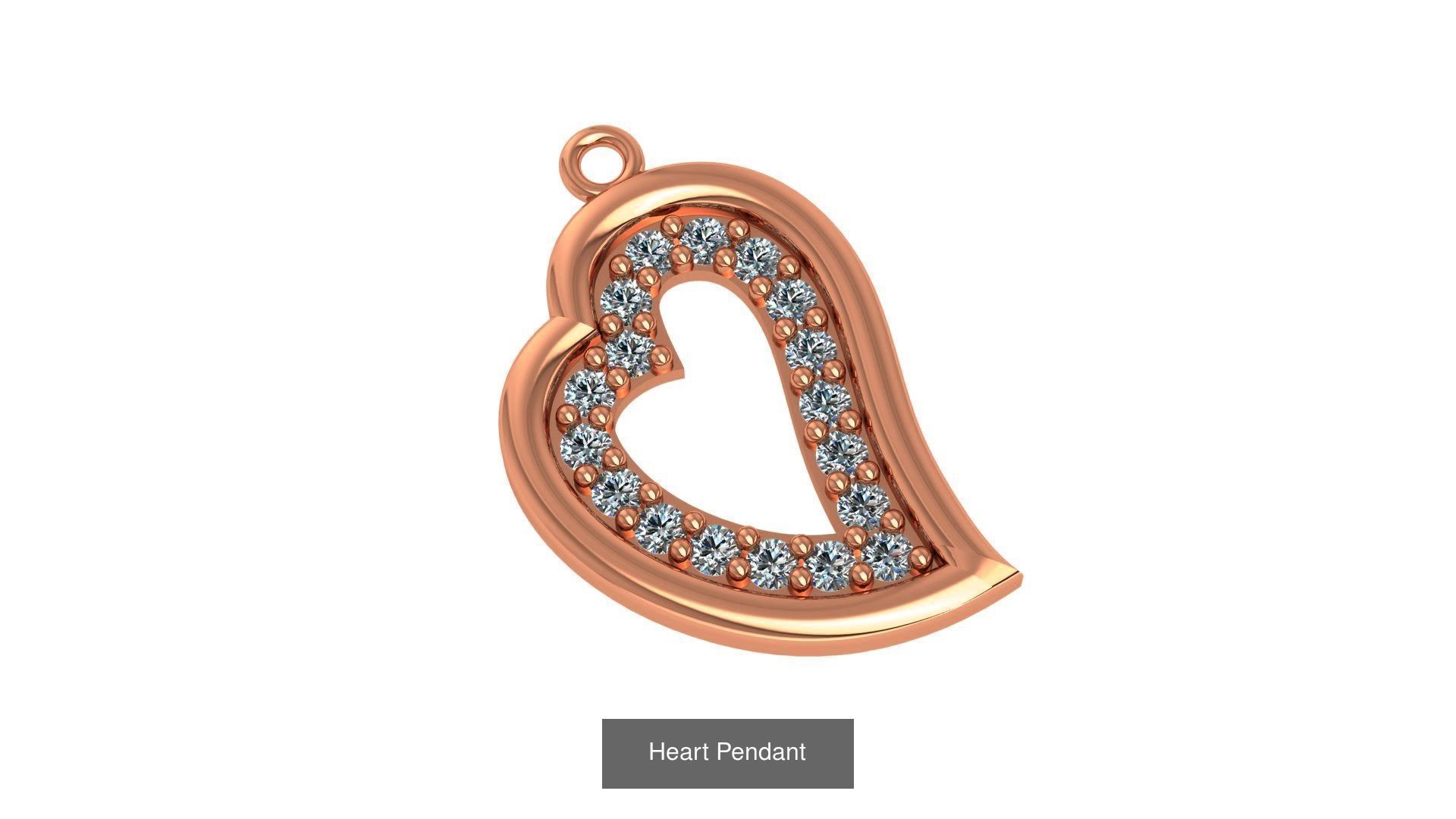 129 Heart Love Valentine Charm Pendant Necklace 3D Model Collection_99