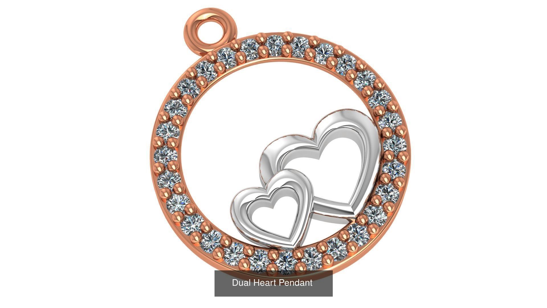 129 Heart Love Valentine Charm Pendant Necklace 3D Model Collection_135