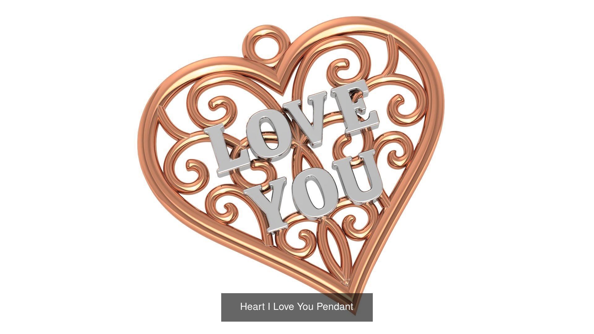 129 Heart Love Valentine Charm Pendant Necklace 3D Model Collection_52