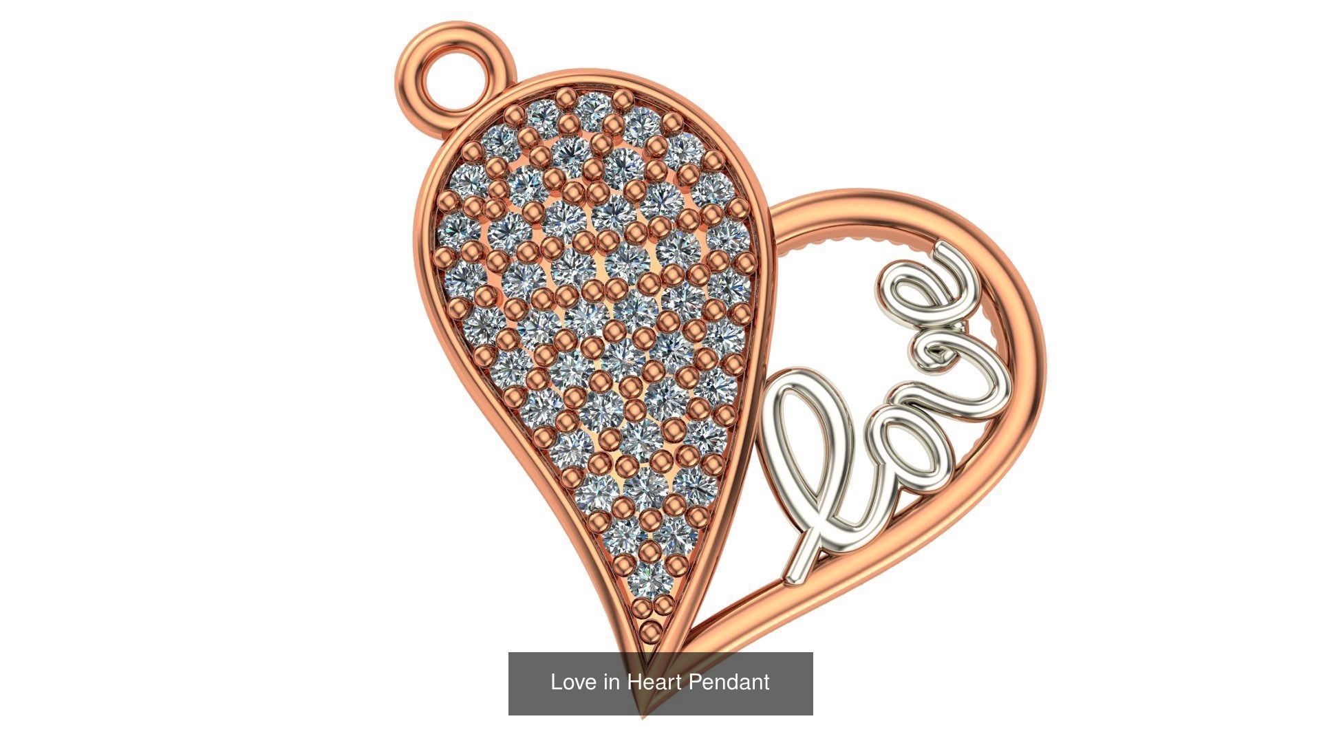 129 Heart Love Valentine Charm Pendant Necklace 3D Model Collection_66