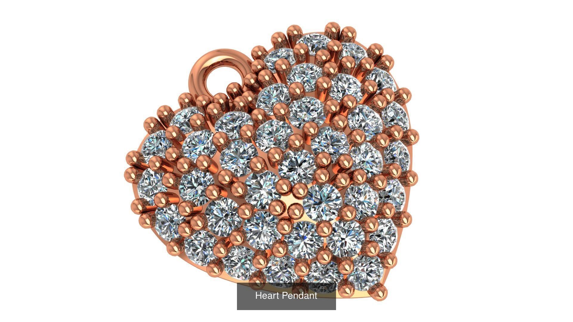 129 Heart Love Valentine Charm Pendant Necklace 3D Model Collection_95